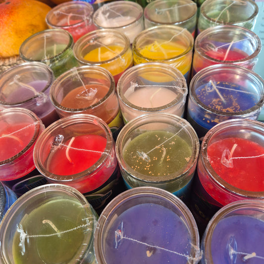 fixed candles for love, work, cleansing, domination, tame lamb, good luck, camphor, rue. and more. veladoras preparadas para el amor, y mas.